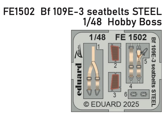 Detailset Messerschmitt BF109E-3 Seatbelts Hobby Boss)  FE1502