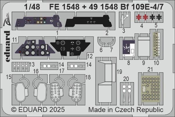 Detailset Messerschmitt BF109E-4/7 Interior (Tamiya)  FE1548