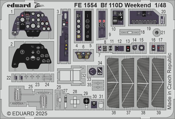 Detailset Messerschmitt Bf110D  Interior (Eduard - Weekend)  FE1554