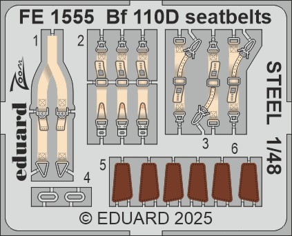 Detailset Messerschmitt Bf110D  Seatbelts (Eduard - Weekend)  FE1555