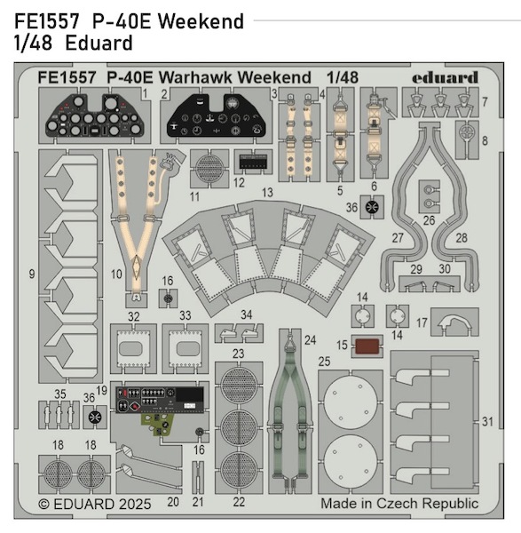 Detailset Curtiss P40E Warhawk (Eduard - Weekend)  FE1557
