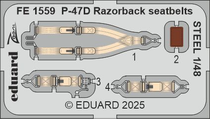 Detailset P47D Thunderbolt Razorback Seatbelts  (MiniArt)  FE1559