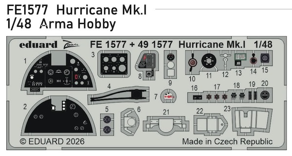 Detailset Hawker Hurricane MKI Interior (Arma Hobby)  FE1577