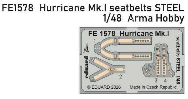 Detailset Hawker Hurricane MKI Seatbelts (Arma Hobby)  FE1578