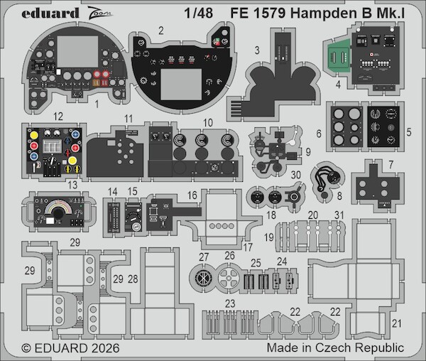 Detailset Hampden B.Mk1 Interior  (ICM)  FE1579
