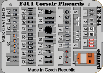 Detailset F4U-1 Corsair Placards (Hasegawa)  FE244