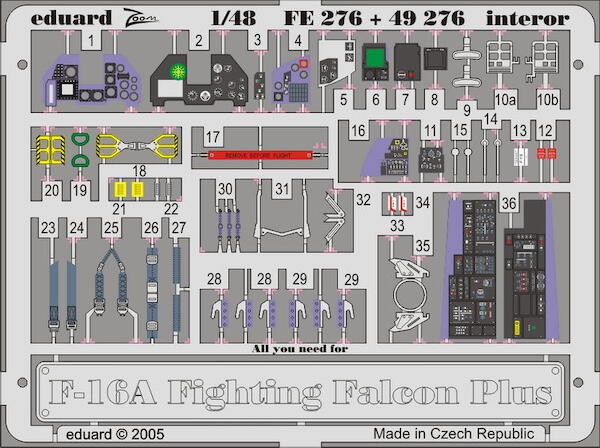 F16A Fightng Falcon Plus (Interior) (Hasegawa)  FE276