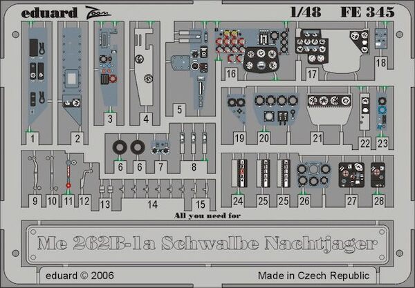 Detailset Messerschmitt Me262B-1a Schwalbe Nachtjager (Dragon)  FE345