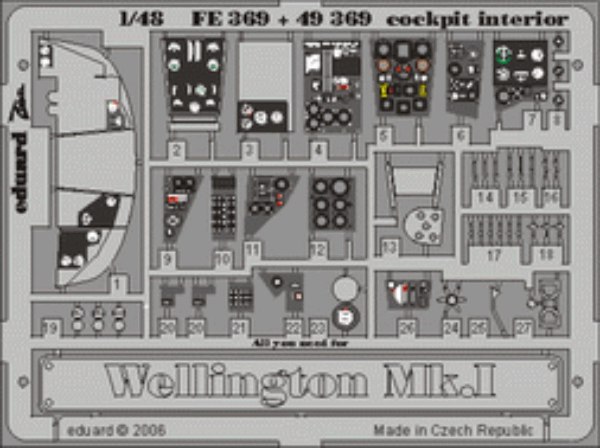 Detailset Vickers Wellington MK1 cockpit Interior (Trumpeter)  FE369