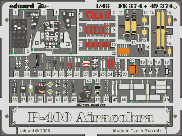 Detailset Bell P39/P400 Airacobra (Hasegawa) FE374