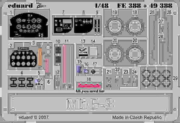 Detailset Mikoyan MiG3 Interior Self Adhesive (ICM)  FE388