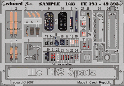 Detailset Heinkel He162 Spatz Self Adhesive (Tamiya)  FE393