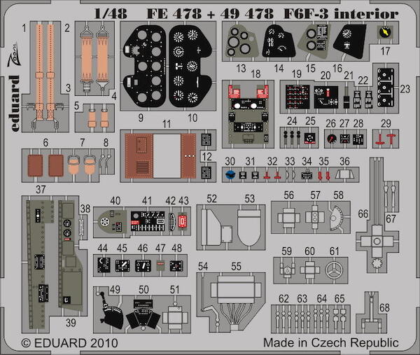 Detailset Grumman F6F Hellcat interior Self Adhesive (Hobby Boss)  FE478
