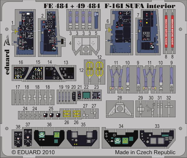 Detailset F16I SUFA Interior Self Adhesive (Hasegawa)  FE484