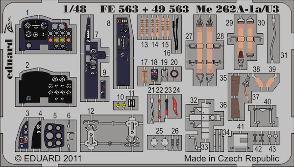 Detailset Messerschmitt Me262A-1a/U3 Interior Self Adhesive (Hobby Boss)  FE563