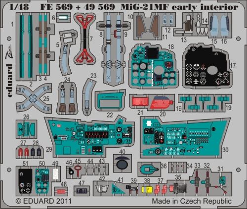 Detailset Mikoyan MiG21MF Fishbed early interior Self Adhesive (Eduard Weekend) FE569