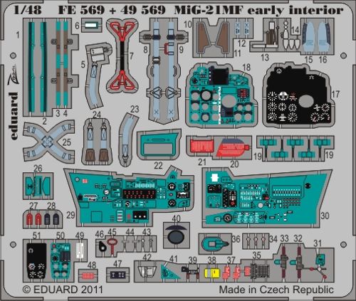 Detailset Mikoyan MiG21MF Fishbed early interior Self Adhesive (Eduard Weekend)  FE569