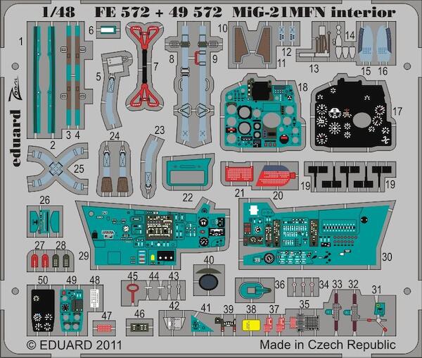 Detailset Mikoyan MiG21MFN Interior Self Adhesive (Eduard) FE572