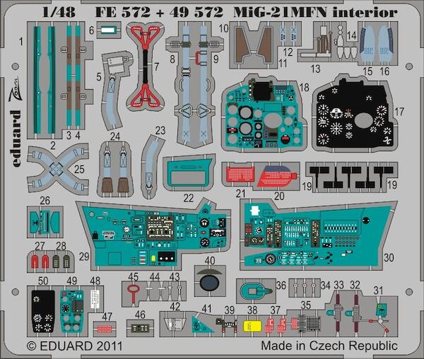 Detailset Mikoyan MiG21MFN  Interior Self Adhesive (Eduard)  FE572