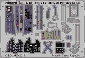 Detailset Mikoyan MiG21PF Fishbed Interior Self Adhesive (Eduard weekend)  FE717