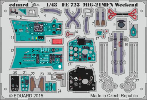 Detailset  MiG21MFN Fishbed Interior Self Adhesive (Eduard Weekend)  FE723