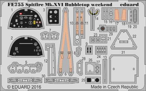 Detailset Spitfire MKXIV Interior (Eduard Weekend)  FE755