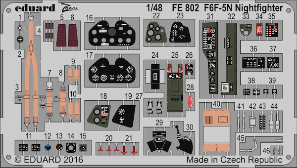 Detailset Grumman F6F-5N Hellcat Nightfighter (Eduard)  FE802