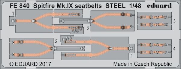 Detailset Spitfire MKIX Seatbelts -STEEL- (Eduard)  FE840