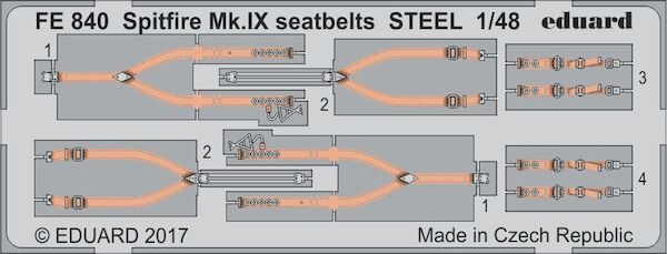 Detailset Spitfire MKIX Seatbelts -STEEL- (Eduard) FE840