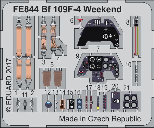Detailset Messerschmitt BF109F-4 Weekend (Eduard)  FE844