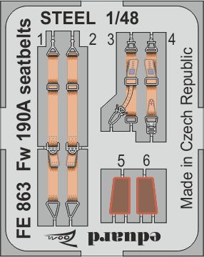 Detailset Focke Wulf FW190A Seatbelts -Steel- (Eduard) FE863