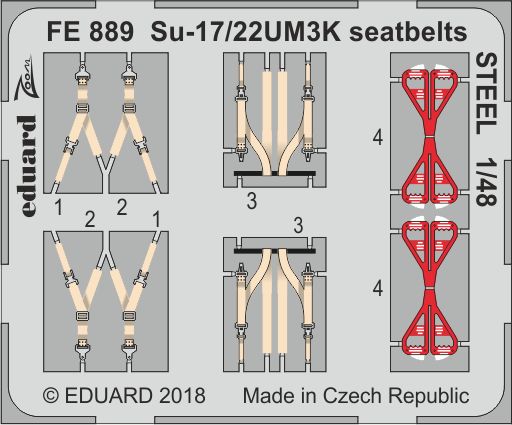 Detailset Suchoi Su17/22UM3K Fitter Seatbelts - steel- (Kitty Hawk)  FE889