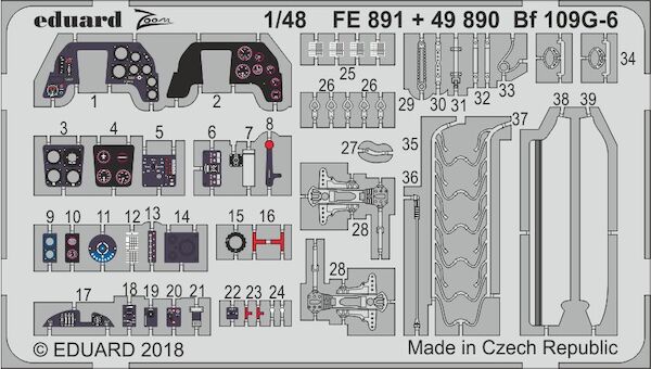 Detailset Messerschmitt BF109G-6 Interior (Tamiya) FE891