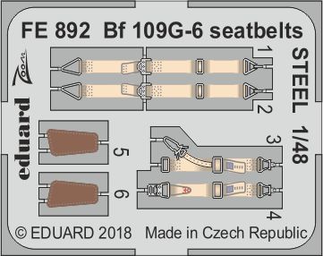 Detailset Messerschmitt BF109G-6 Seatbelts -steel- (Tamiya) FE892