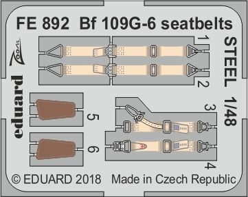 Detailset Messerschmitt BF109G-6 Seatbelts -steel- (Tamiya)  FE892