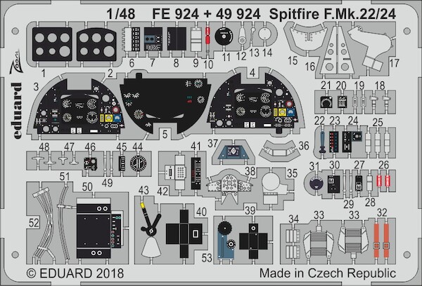 Detailset Spitfire MK22/24 Interior (Airfix) FE924