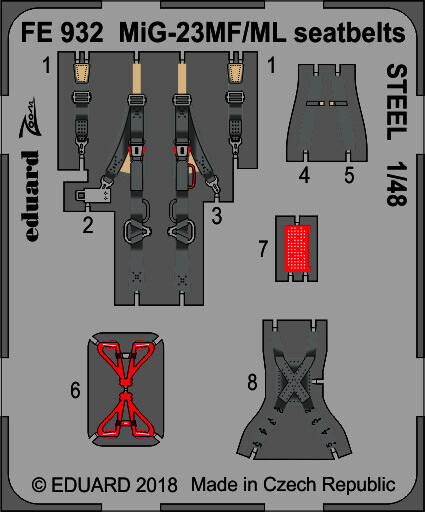 Detailset Mikoyan MiG23MF/ML Flogger Seatbelts (Trumpeter/Eduard) FE932