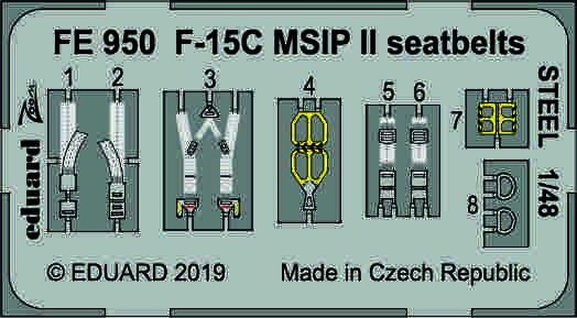 Detailset F15C Eagle MSIP II Seatbelts (Great Wall)  FE950