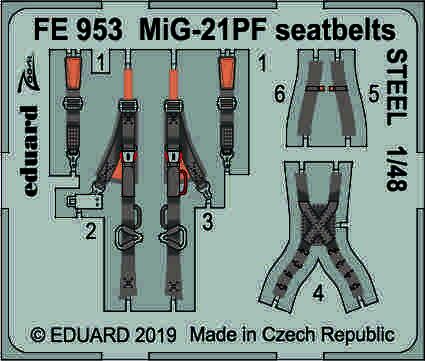 Detailset Mikoyan MiG21PF Seatbelts (Eduard) FE953
