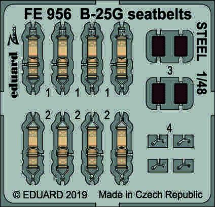Detailset B25G Mitchell  Seatbelts (Italeri/Accurate Miniatures)  FE956