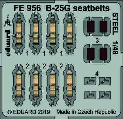 Detailset B25G Mitchell Seatbelts (Italeri/Accurate Miniatures) FE956