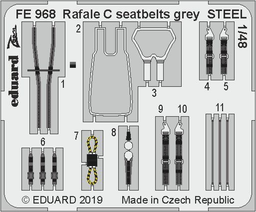 Detailset Rafale C Seatbelts -grey- (Revell)  FE968