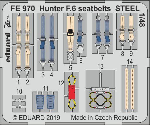 Detailset Hawker Hunter F6  Seatbelts - steel- (Airfix)  FE970