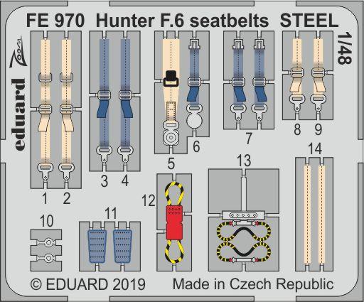 Detailset Hawker Hunter F6 Seatbelts - steel- (Airfix) FE970