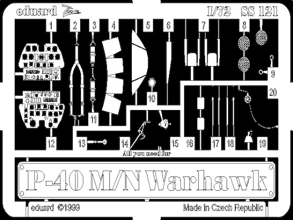 Detailset Curtiss P40M/N Warhawk (Academy) SS121