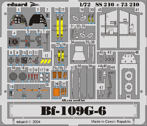 Detailset Messerschmitt BF109G-6 (Hasegawa) SS210