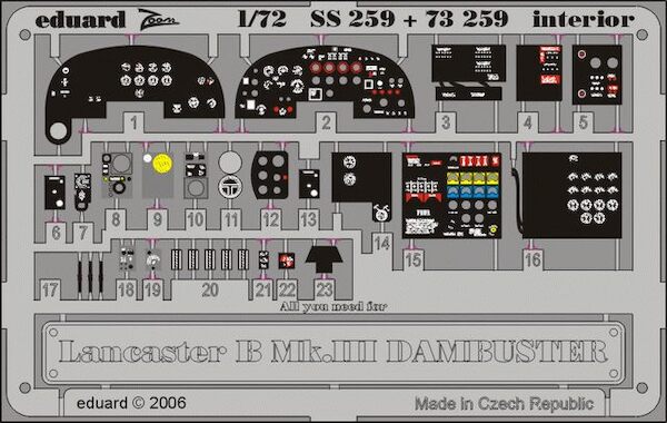 Detailset Avro Lancaster B MKIII Dambuster Interior (Hasegawa)  SS259