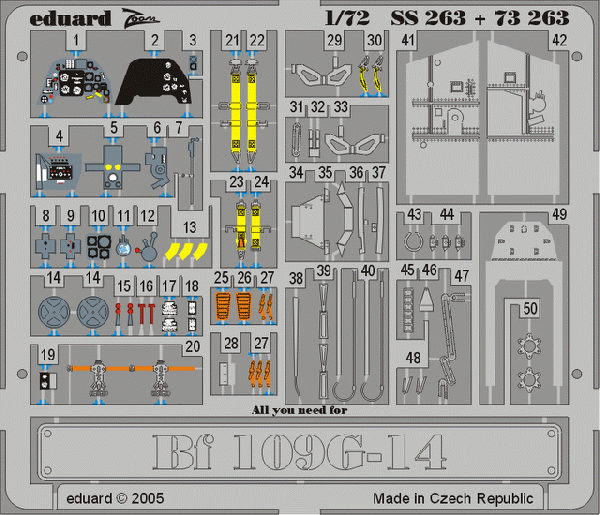 Detailset Messerschmitt BF109G-14 (Academy) SS263