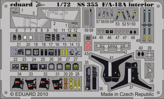 Detailset F/A18A Interior Self Adhesive (Academy) SS355