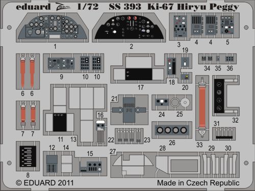 Detailset Ki67 Hiryu "Peggy" Interior Self Adhesive (Hasegawa)  SS393